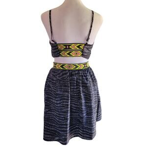 Material Girl 80s Vibe Mini Dress Aztec Neon Cut-Outs Sz Small Halloween Unique